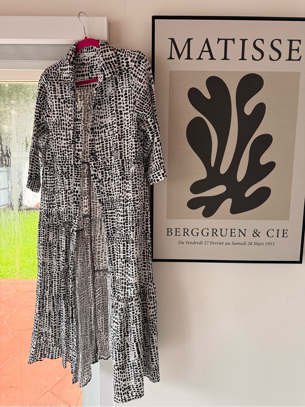 Zara Black & White Patterned Long Shirt Dress - U